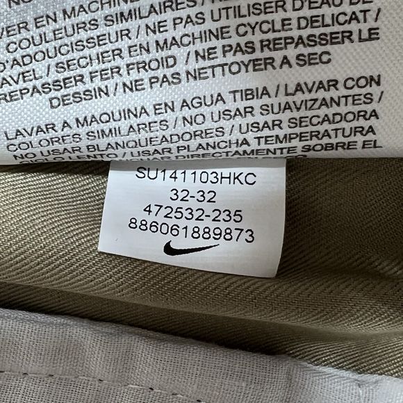 Nike Pants Mens Size 32 Tan Flat Front Tech Golf Dri-Fit 472532-235 Chino 2632 - Picture 10 of 11